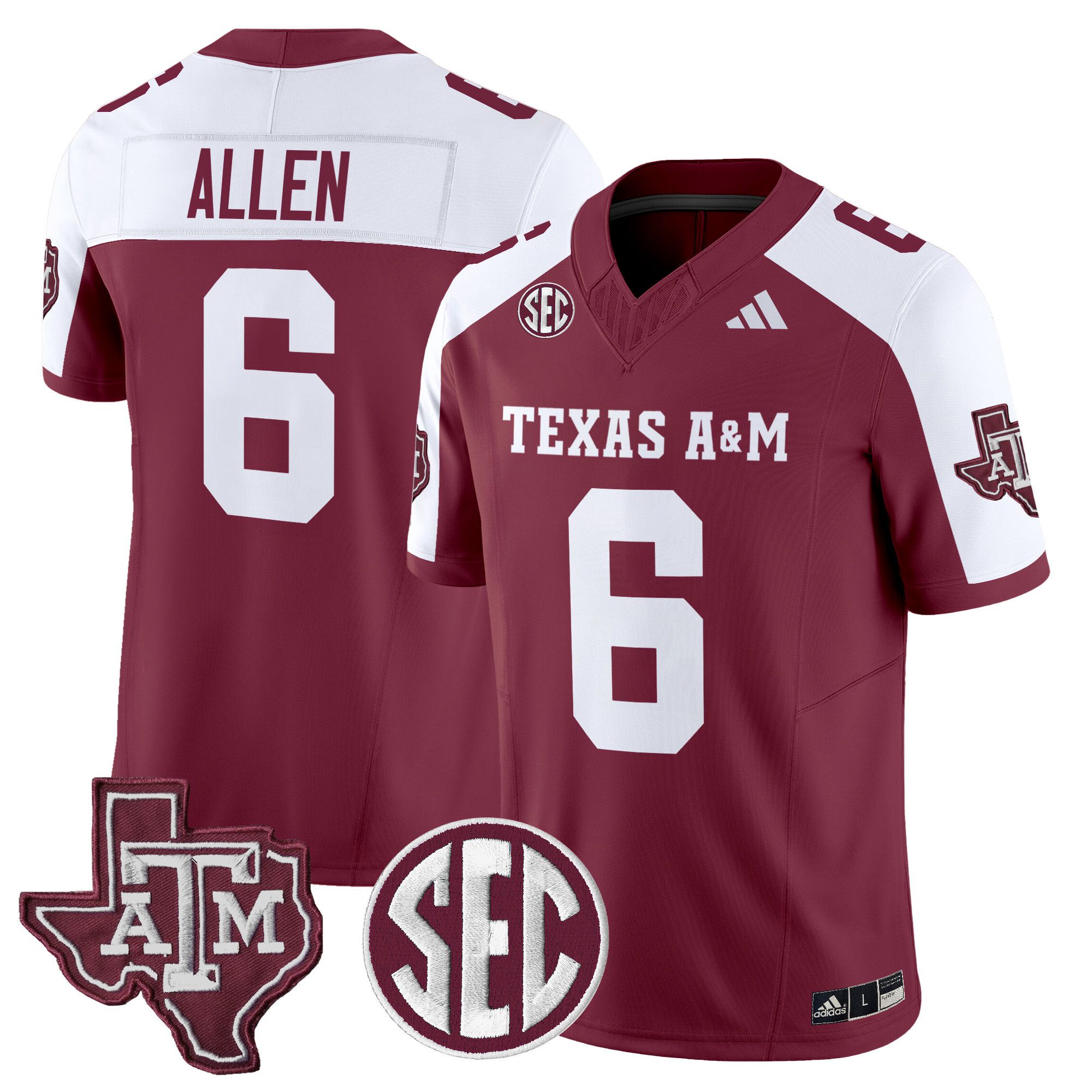 Men Texas A&M Aggies #6 Allen Red 2024 Vapor Limited NCAA Jersey